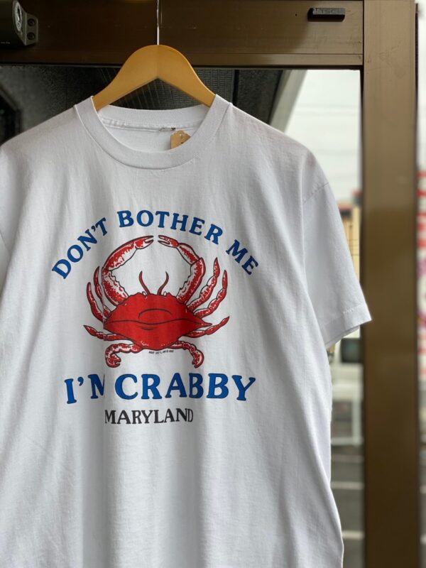 90's "DON'T BOTHER ME I'M CRABBY" Tシャツ　L〜XLサイズ程　カニ　蟹　maryland 1992年　シングルステッチ　90年代