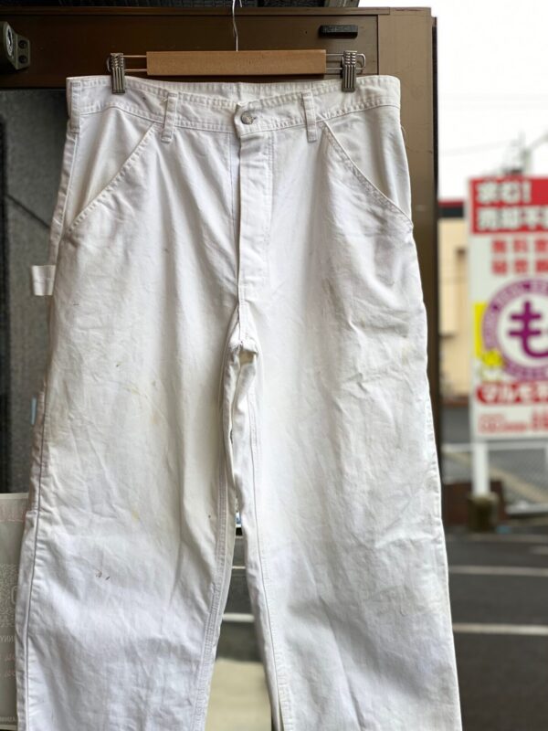 TRADESMAN ペインターパンツ W34×L30 ホワイトカラー　オフホワイト　白パン　白ペインター トレイズマン　トレーズマン　Ace Drop cloth co. コットンツイル　ホワイトパンツ　カーペンター　ワークウェア 作業着　汚れ有り　雰囲気　アメカジ　バイカー　アメリカ製　MADE IN U.S.A.