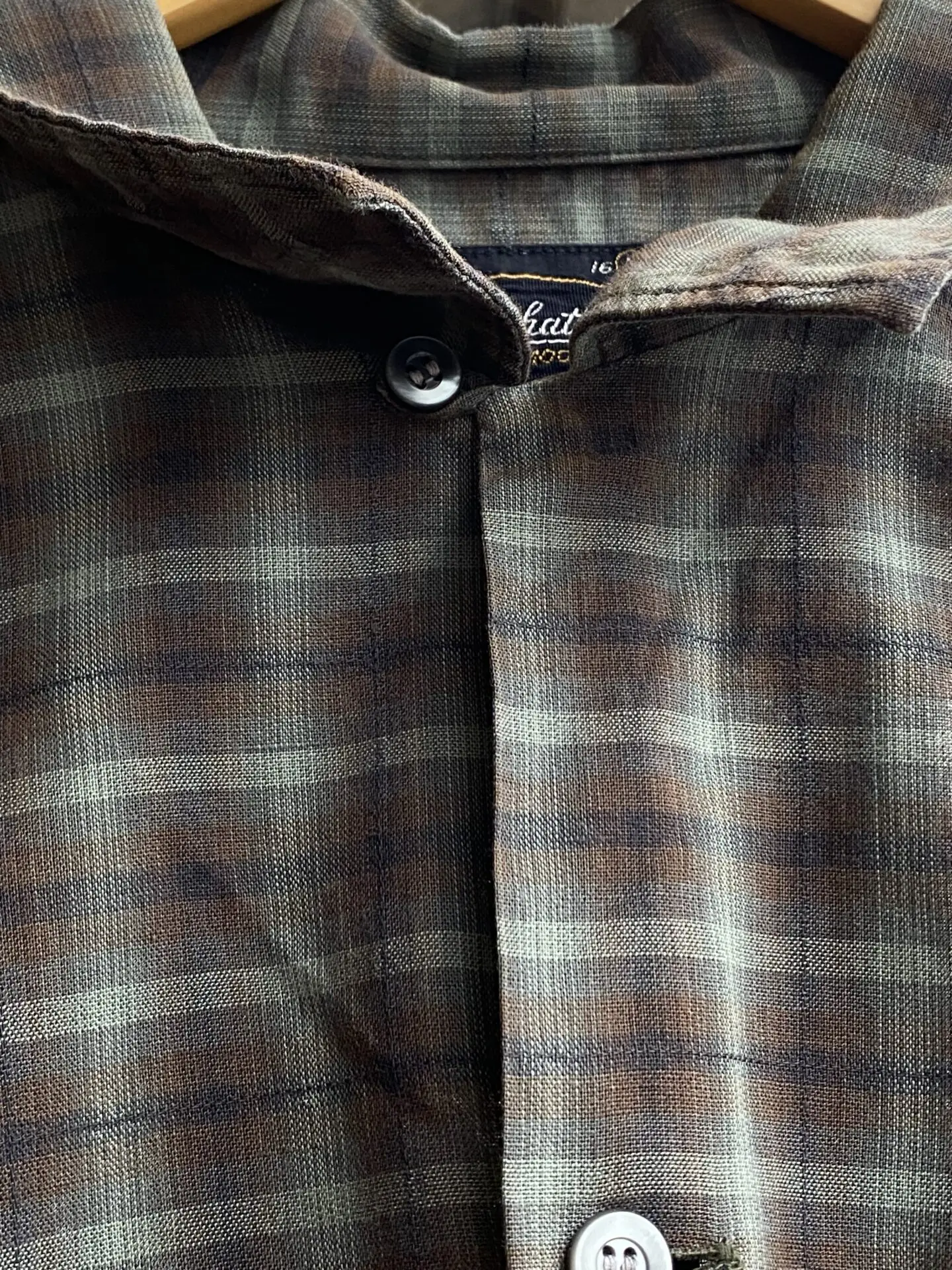 60's Manhattan オンブレチェック 開襟 マンハッタン 60s Manhattan SHADOW PLAID CHECK RAYON OPEN COLLAR BOX SHIRT