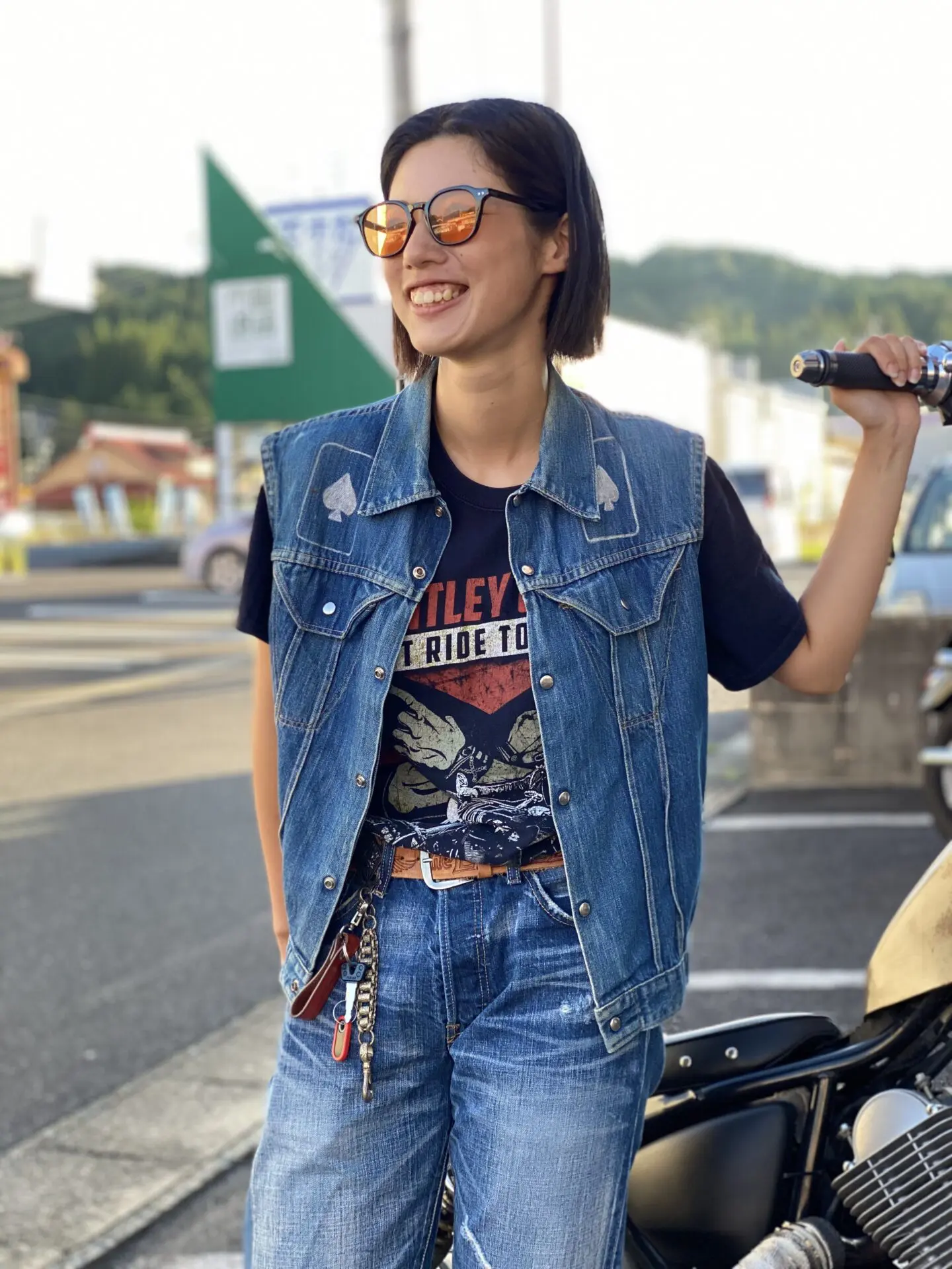 unknown Vintage ハンドペイントカットオフデニムベスト 実寸Mサイズ程