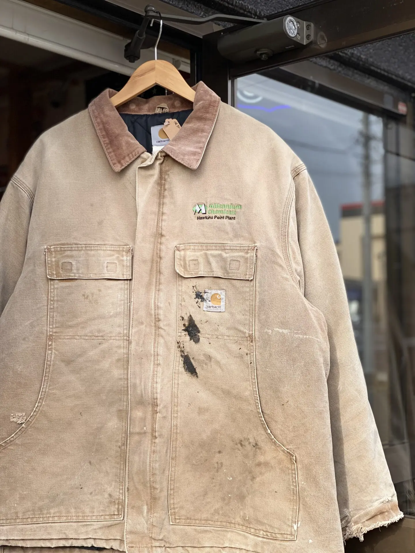 I*A様 カーハート　トラディショナルコート　フェード　ボロ　企業ロゴ Carhartt ダックトラディショナルコート BORO タグ読み取り不可 実寸