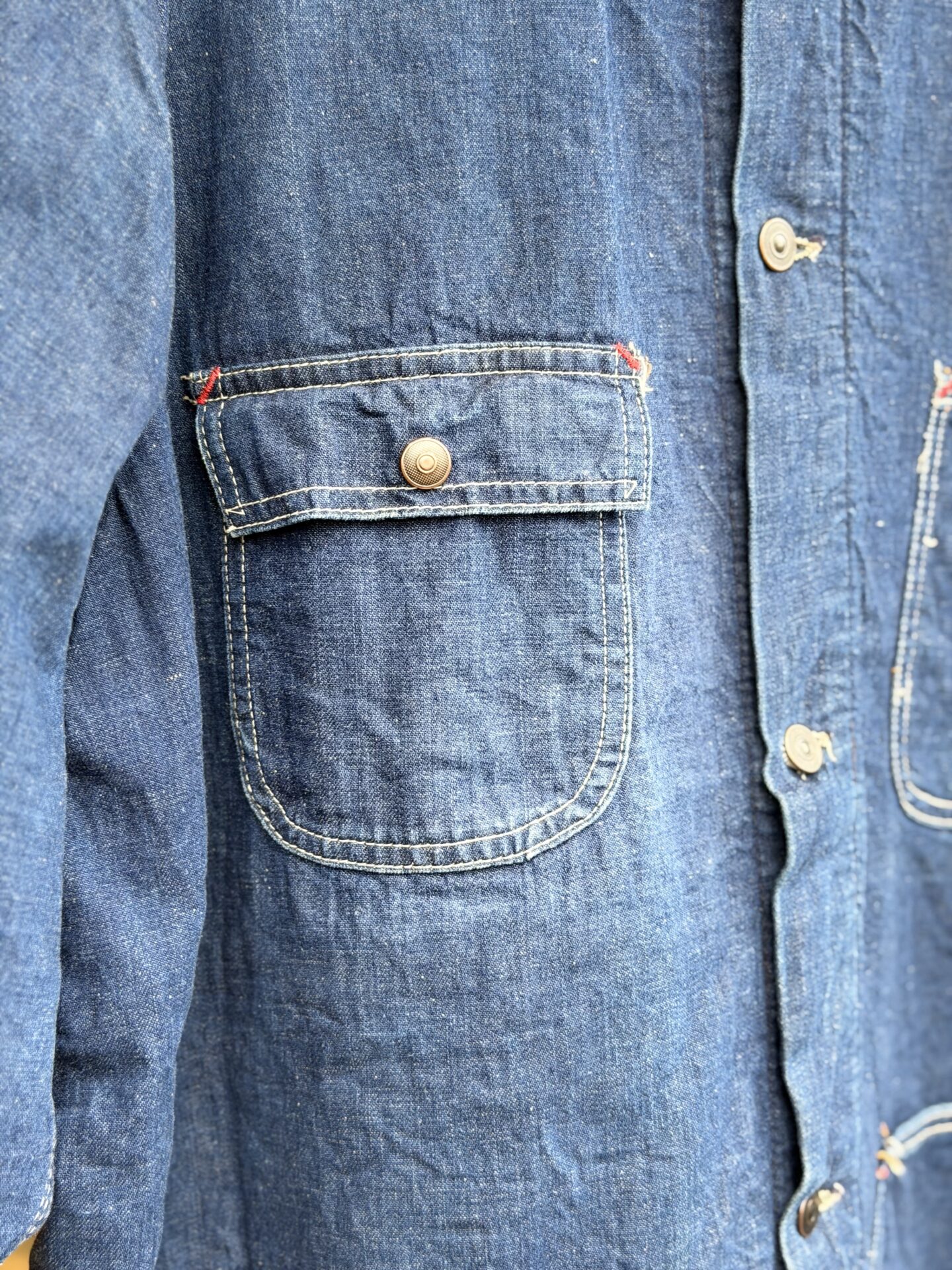 60's Vintage Sears ブランケットライナー付きデニムカバーオール 46-46 XLサイズ 濃紺 インディゴブルー チョアジャケット シアーズ 60年代 ビンテージデニム ヴィンテージカバーオール ワークウェア ガチャポケ 裏地付き 大きいサイズ