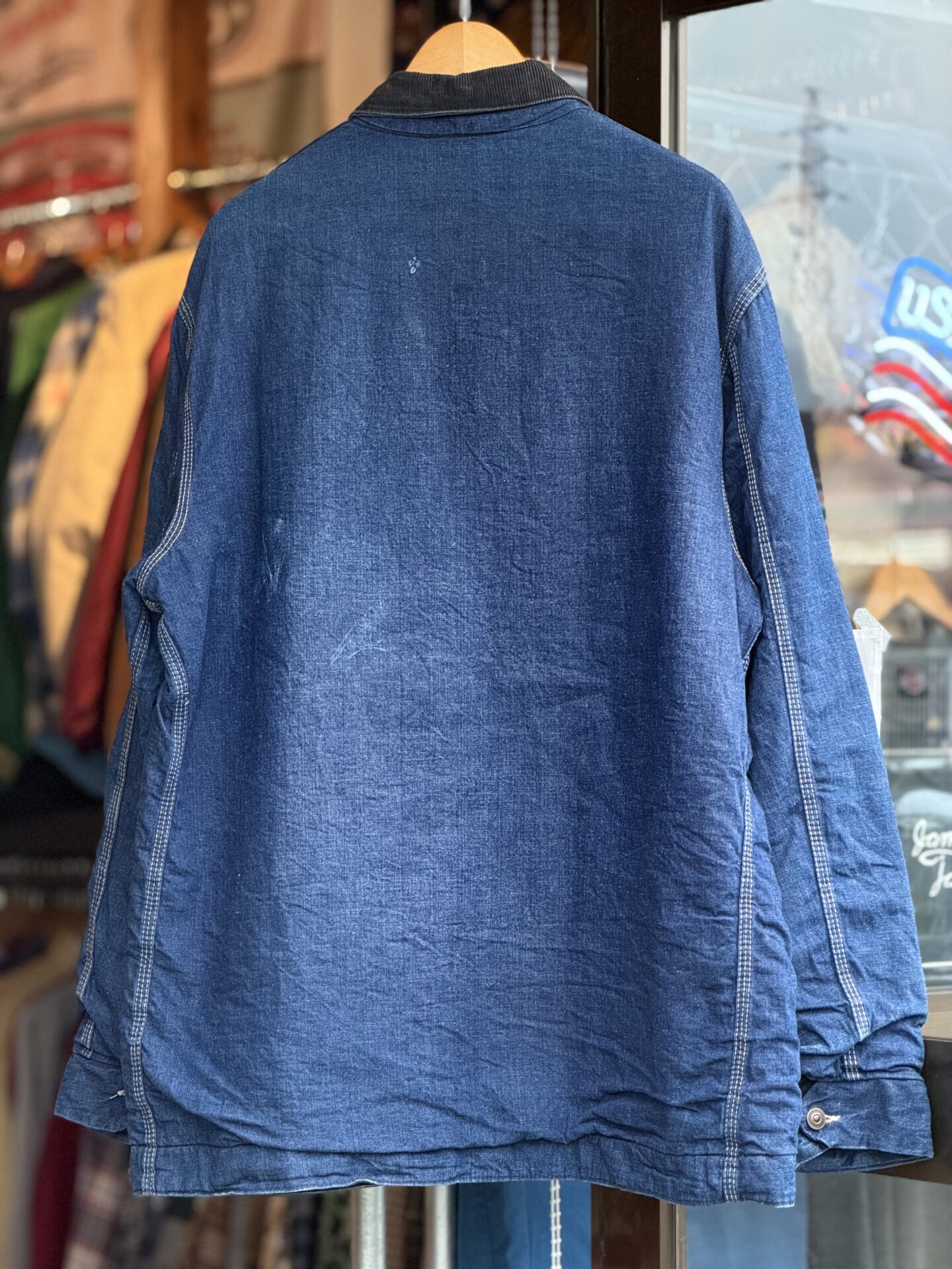 60's Vintage Sears ブランケットライナー付きデニムカバーオール 46-46 XLサイズ 濃紺 インディゴブルー チョアジャケット シアーズ 60年代 ビンテージデニム ヴィンテージカバーオール ワークウェア ガチャポケ 裏地付き 大きいサイズ