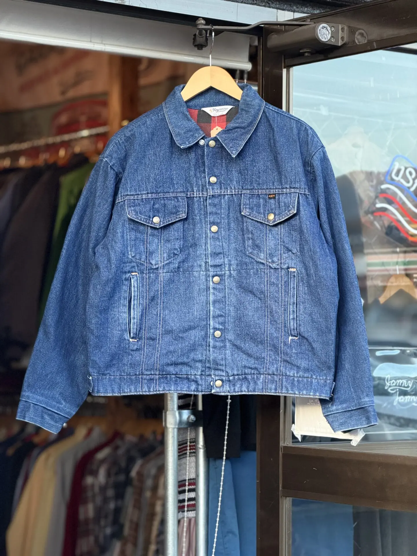 70's USA製 KEY IMPERIAL デニムジャケット vintage 60~70's Vintage Key IMPERIAL フランネル裏地付きデニムジャケット