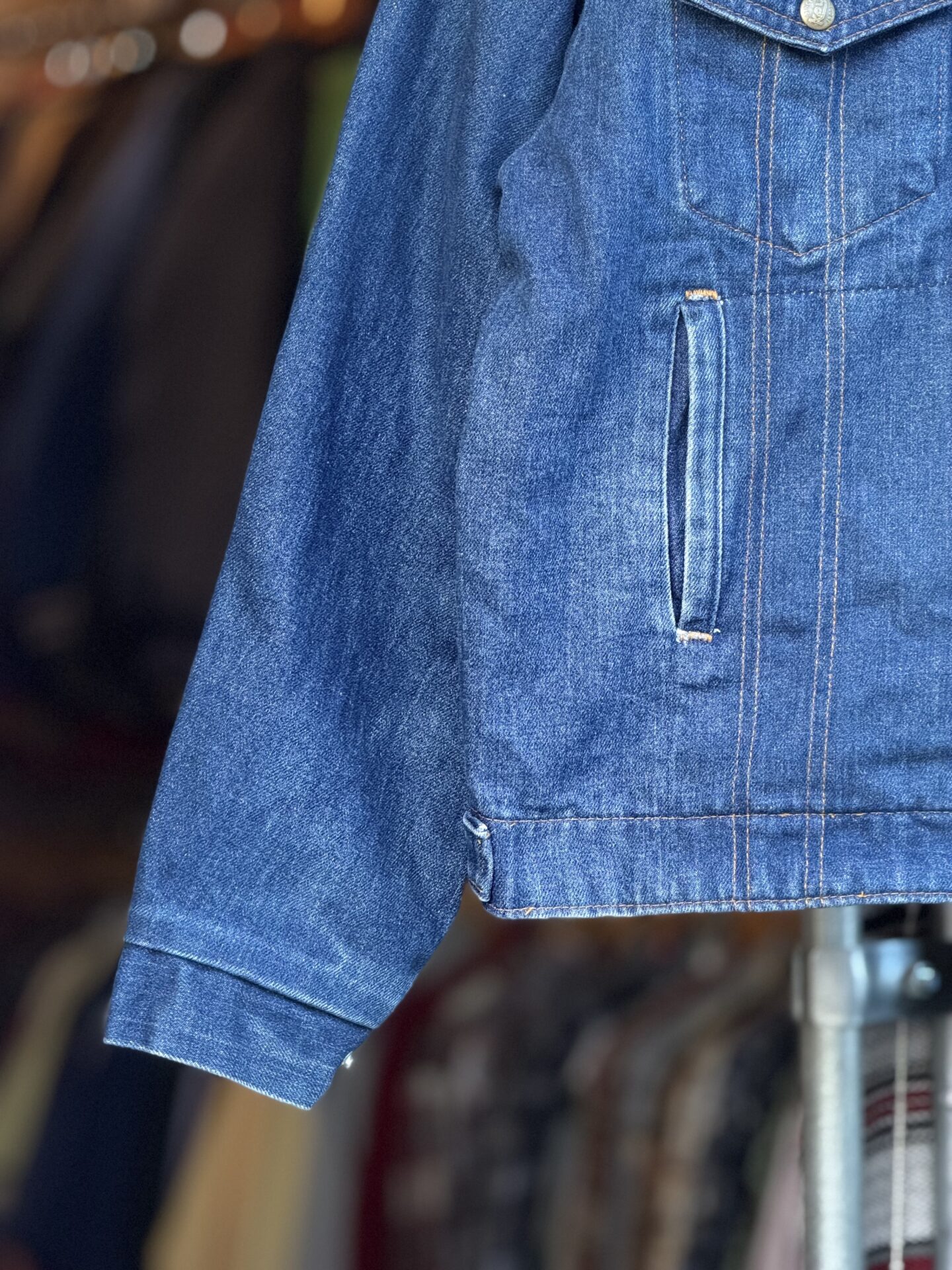 60~70's Vintage Key IMPERIAL フランネル裏地付きデニムジャケット MADE IN U.S.A. 記載無し 実寸M~Lサイズ程 ジージャン Gジャン アメカジ バッファローチェック キーインペリアル 古着 70年代 濃紺 スナップボタン 短丈