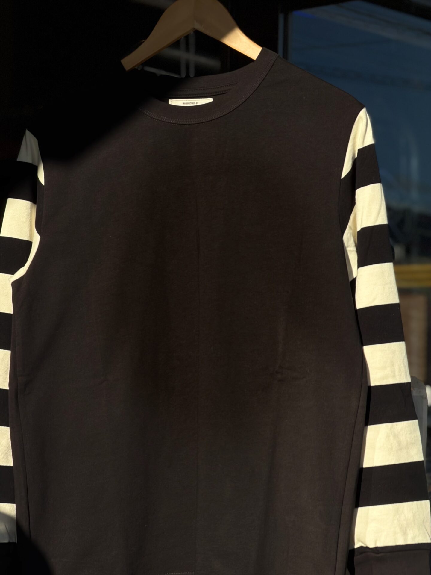 OKONKWO MFG.CO 袖ボーダーロングスリーブTシャツ ボーダースリーブ M L XL アメカジ バイカー 囚人 プリズナー ヘビーウェイト レイヤード 長袖Tシャツ ロンT