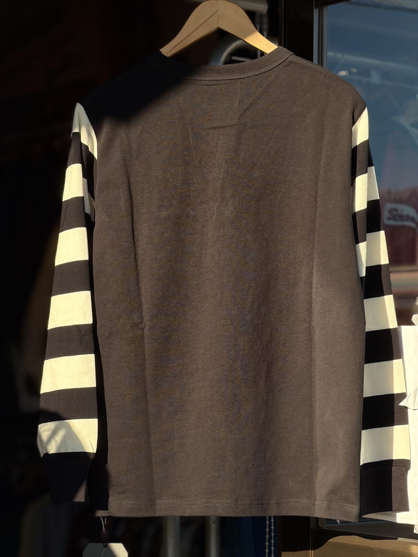 OKONKWO MFG.CO 袖ボーダーロングスリーブTシャツ ボーダースリーブ M L XL アメカジ バイカー 囚人 プリズナー ヘビーウェイト レイヤード 長袖Tシャツ ロンT