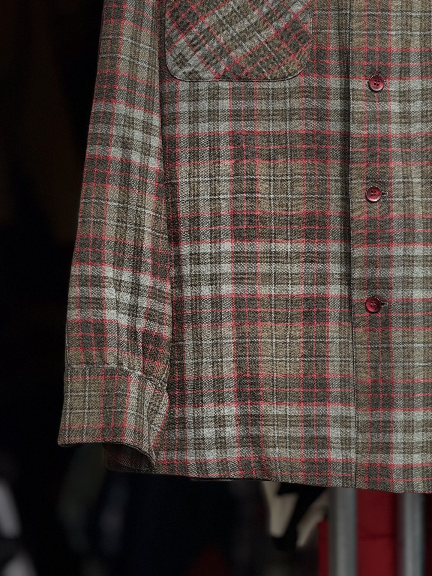 50~60's Vintage PENDLETON ボードシャツ Mサイズ 美品 board shirt ペンドルトン ウールシャツ ボックスシルエット オープンカラーシャツ 開襟シャツ 50's フラップポケット グレー グリーン チェック ビンテージ ヴィンテージ