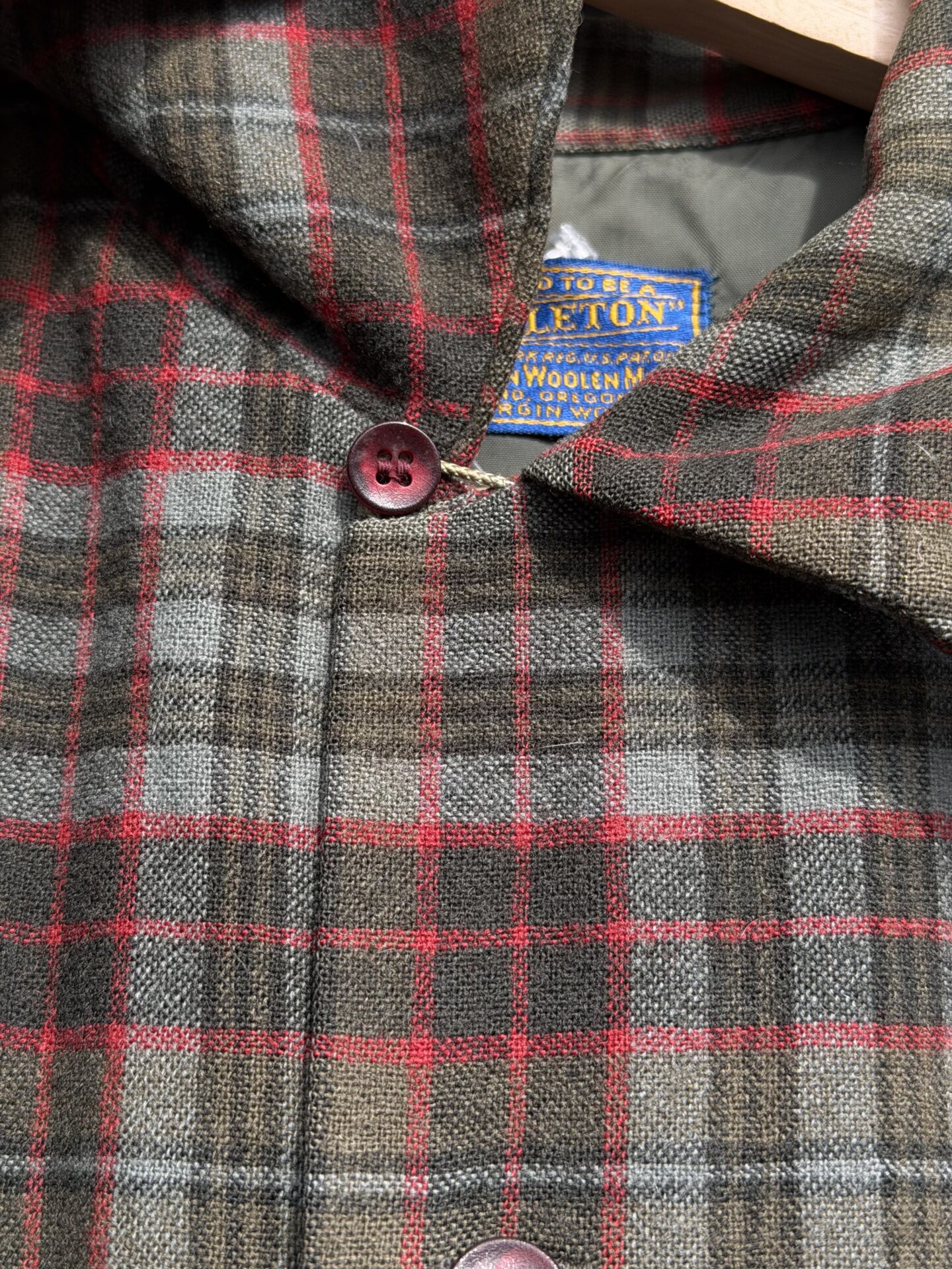 50~60's Vintage PENDLETON ボードシャツ Mサイズ 美品 board shirt ペンドルトン ウールシャツ ボックスシルエット オープンカラーシャツ 開襟シャツ 50's フラップポケット グレー グリーン チェック ビンテージ ヴィンテージ