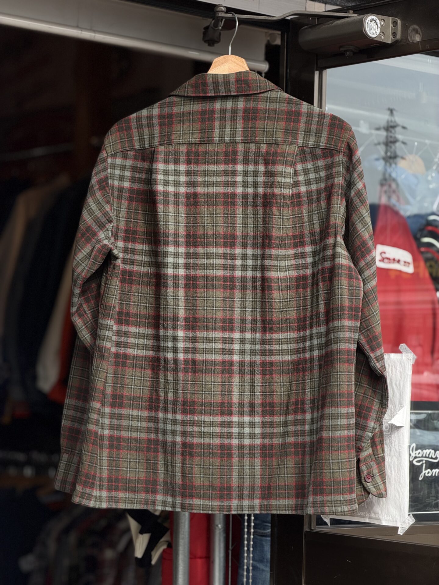 50~60's Vintage PENDLETON ボードシャツ Mサイズ 美品 board shirt ペンドルトン ウールシャツ ボックスシルエット オープンカラーシャツ 開襟シャツ 50's フラップポケット グレー グリーン チェック ビンテージ ヴィンテージ