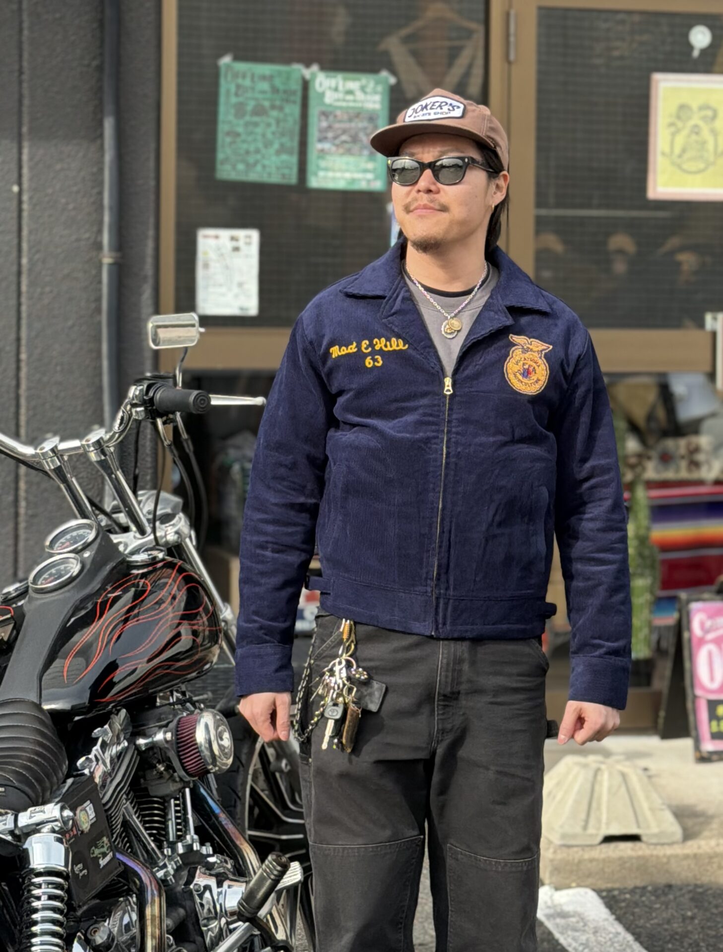 FFA jacket "INDIANA COLOMBIA" コーデュロイジャケット M L GDDQSDC&CO ネイビー FFAジャケット 制服 復刻 新品 アメカジ 短丈 ヴィンテージ ビンテージ vintage TALONジップ オープンカラー ユニフォーム 刺繍 チェーンステッチ 農業高校