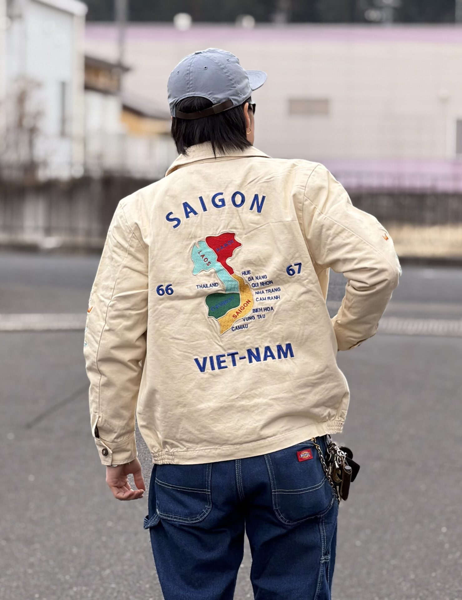 ベトジャン ホワイトM L XL 2XL XXL 福 虎 ベトナムジャケット