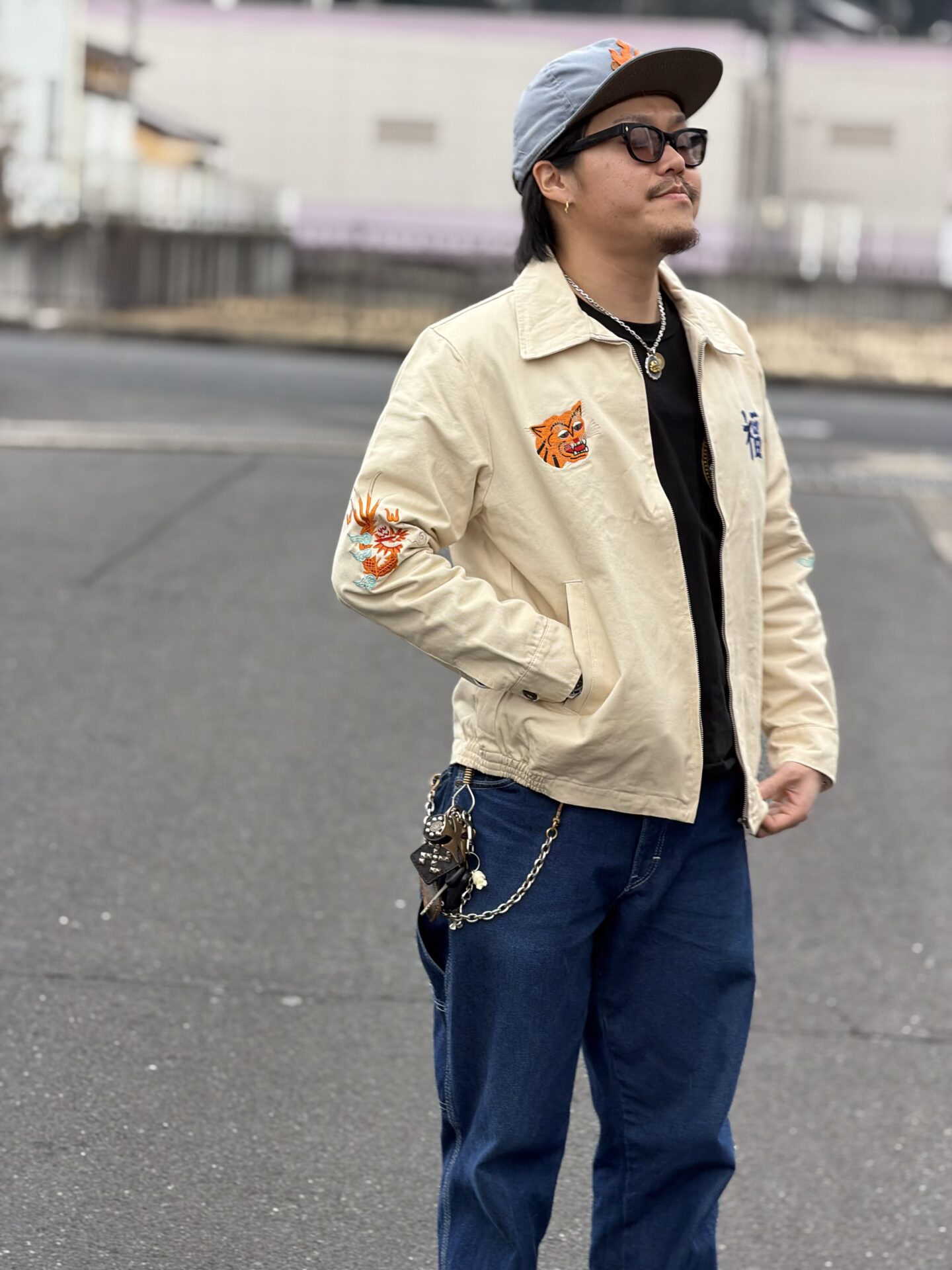 ベトジャン ホワイトM L XL 2XL XXL 福 虎 ベトナムジャケット