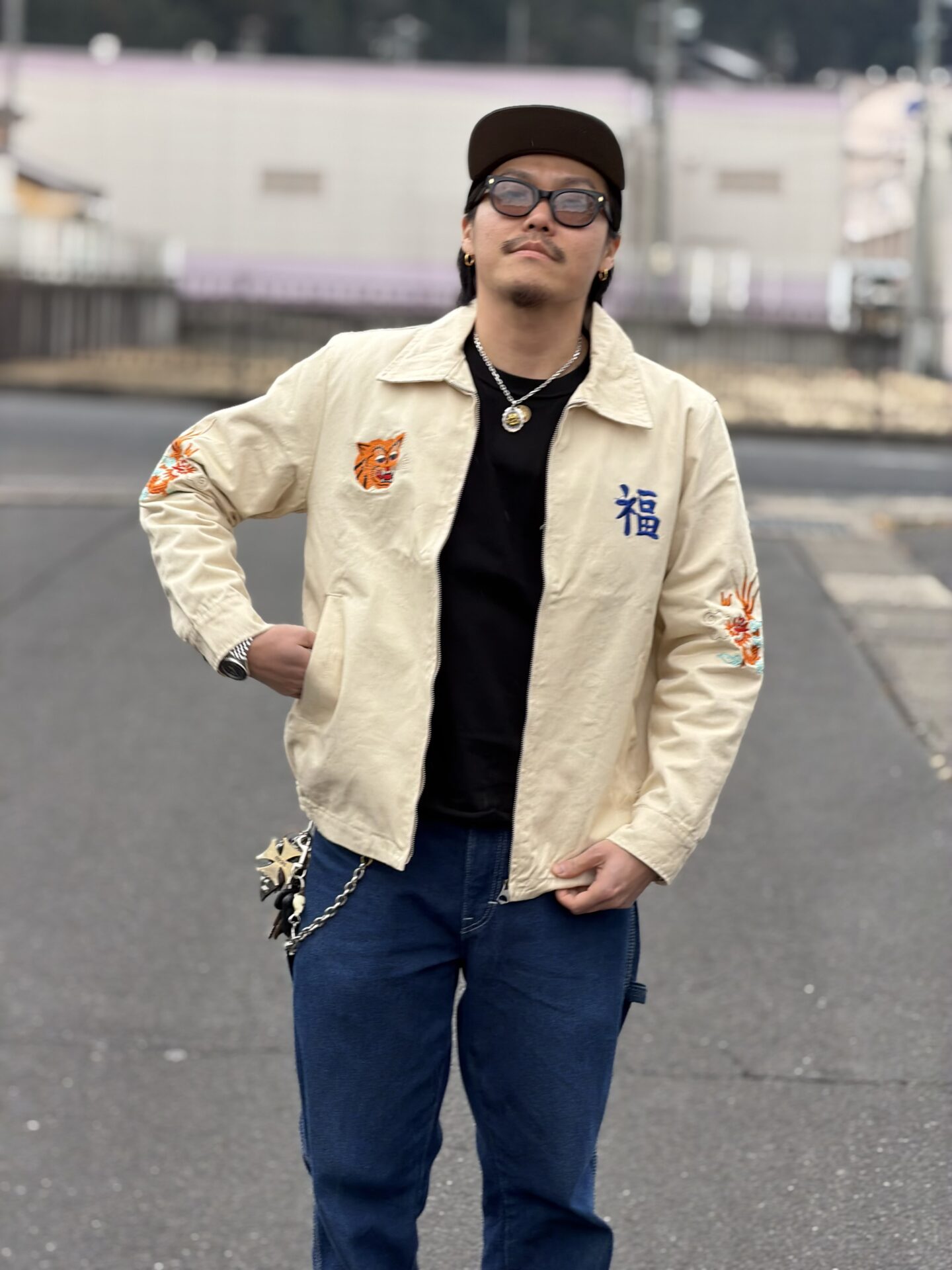 ベトジャン ホワイトM L XL 2XL XXL 福 虎 ベトナムジャケット