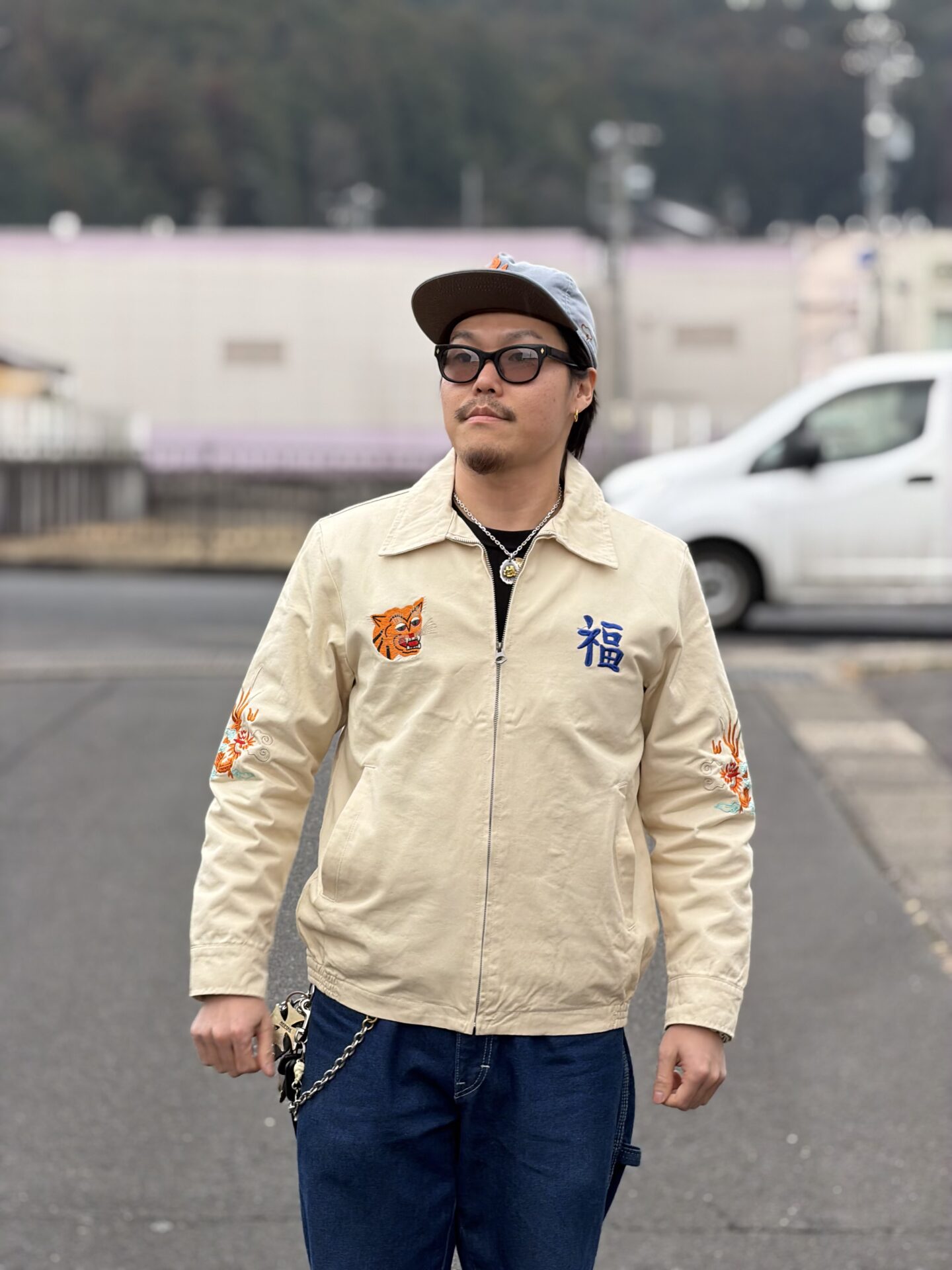 ベトジャン ホワイトM L XL 2XL XXL 福 虎 ベトナムジャケット