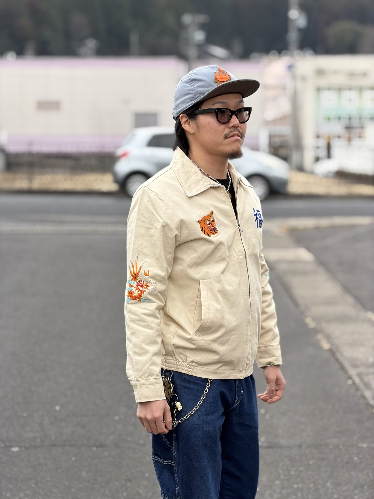 ベトジャン ホワイトM L XL 2XL XXL 福 虎 ベトナムジャケット