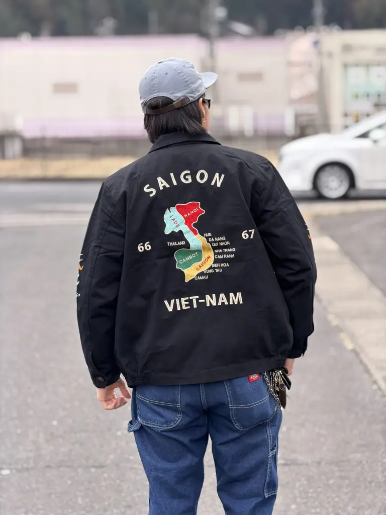 【最安】復刻ベトジャンSAIGON刺繍60'sスーベニアジャケット アイボリーL ベトジャン ホワイトM L XL 2XL XXL 福 虎 ベトナムジャケット