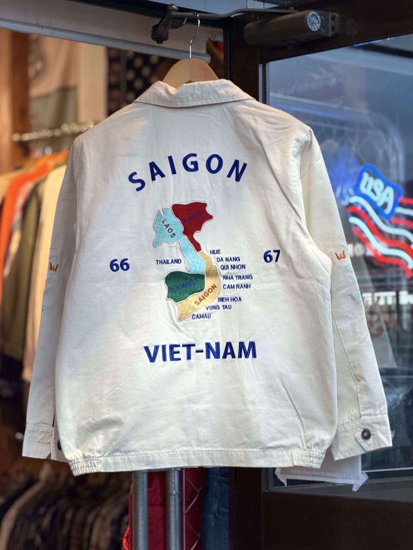 ベトジャン ホワイトM L XL 2XL XXL 福 虎 ベトナムジャケット